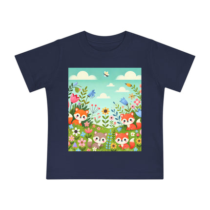 Fox Cubs in Bloom Baby T-Shirt – Springtime Joy & Playful Friendship