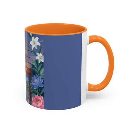 Whispers to the Golden Songbird Colorful Mugs – Art Deco Garden Elegance