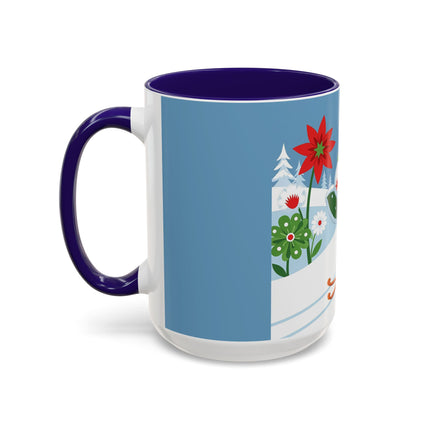 🎿❄️ The Winter Garden Skier Colorful Mug – Whimsical Holiday Fantasy