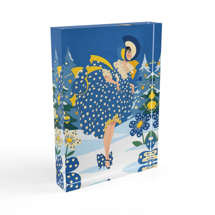 💙🌼 The Bluebell Christmas Promenade Acrylic Art Block – Art Deco Holiday Fantasy