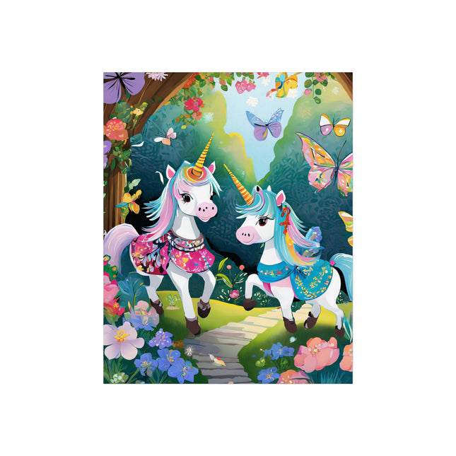 Baby Unicorns and Fluttering Butterflies Fine Art Posters