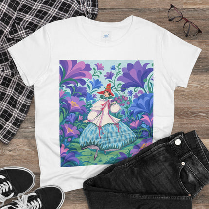 🌸🎶 The Garden Melody Cotton Tee – Art Deco Floral Whimsy