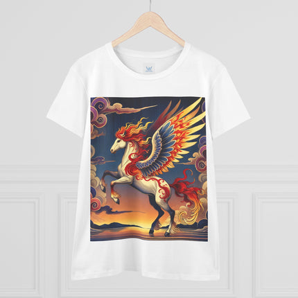 Flame-Winged Horse at Sunset Cotton Tee