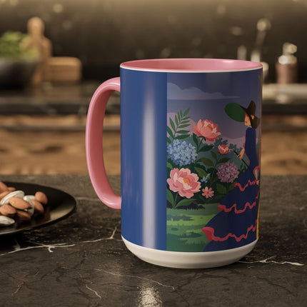 The Lady Of The Garden Stroll Colorful Mugs – Art Deco Botanical Elegance