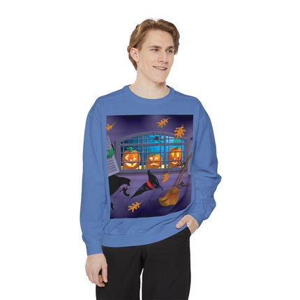 Whimsical Halloween Mischief Unisex Garment-Dyed Sweatshirt