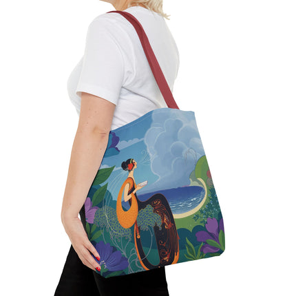 🌊🌺 The Lady Of The Seaside Garden Tote Bag – Art Deco Coastal Fantasy