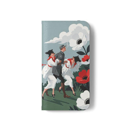 🌺🎩 The Ladies Of The Scarlet Garden Flip Case – Art Deco Floral Adventure