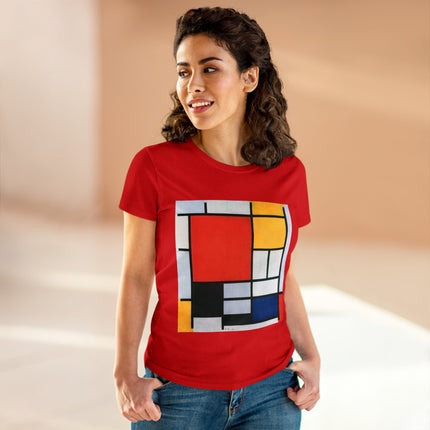 Composition with Red, Yellow, Blue, and Black by Piet Mondrian Women's Midweight Cotton Tee