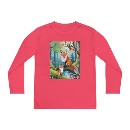 Mischievous Fox Youth Long Sleeve Competitor Tee – Woodland Fun & Storybook Adventure