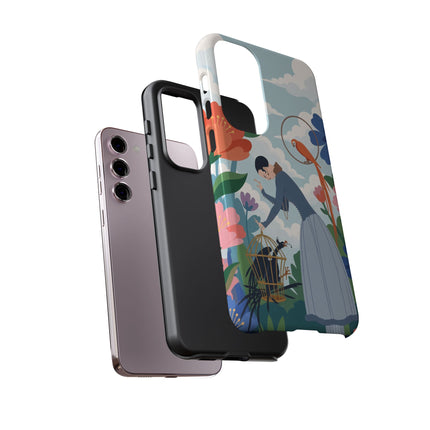 🦜🌺 The Lady Of The Garden Aviary Phone Case – Art Deco Floral Whimsy