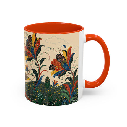 🌺🦋 The Enchanted Floral Voyage Colorful Mug – Art Deco Botanical Whimsy
