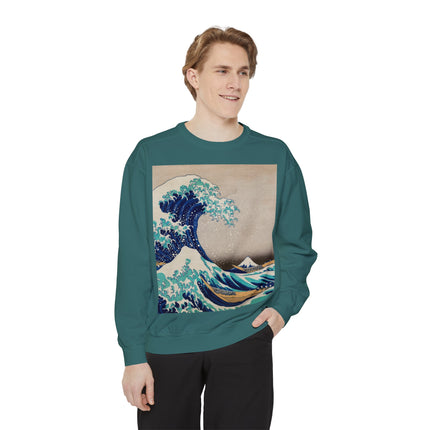 The Great Wave off Kanagawa by Katsushika Hokusai Garment-Dyed Sweatshirt