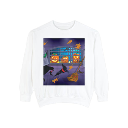 Whimsical Halloween Mischief Unisex Garment-Dyed Sweatshirt