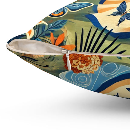 Fairy Waltz in the Butterfly Garden Spun Polyester Square Pillow