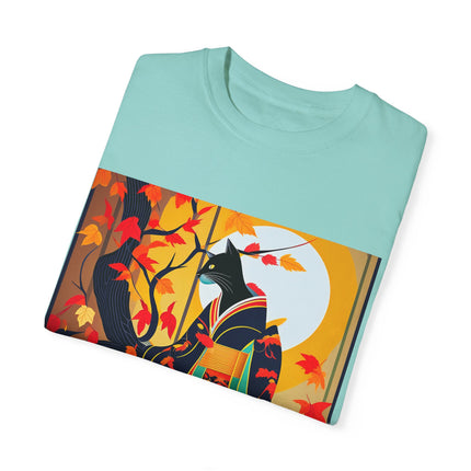 Black Cat in Kimono Unisex Garment-Dyed T-shirt