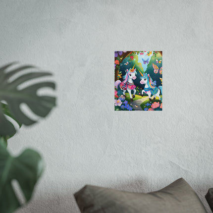 Baby Unicorns and Fluttering Butterflies Fine Art Posters