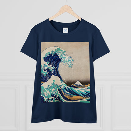 The Great Wave off Kanagawa by Katsushika Hokusai Women's Midweight Cotton Tee