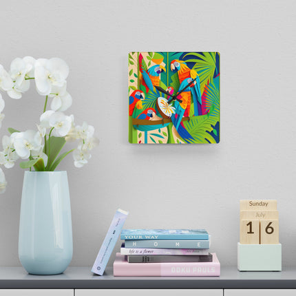Colorful Macaws Acrylic Wall Clock, Round and Square