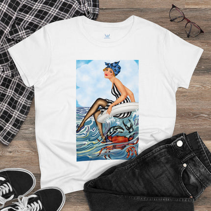 Playful Waves and Fashion Follies Women's Midweight Cotton Tee