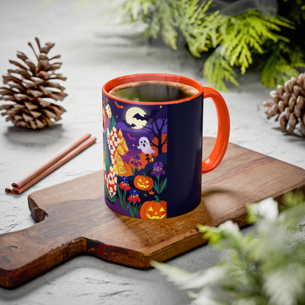🌙🎃 The Moonlit Garden Masquerade Colorful Mug – Floral Halloween Charm