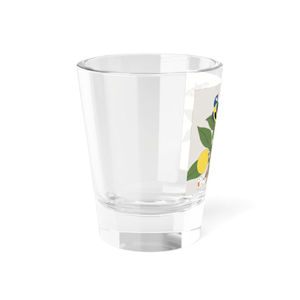 Blue Tit & Butterfly Shot Glass – Spring Harmony & Delicate Beauty