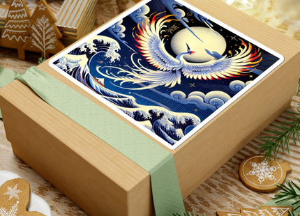 Majestic White Crane Die Kiss Cut Stickers (4 Sizes)