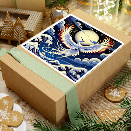Majestic White Crane Die Kiss Cut Stickers (4 Sizes)