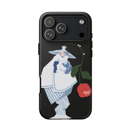 Blue & White Porcelain Geisha Phone Case – Elegant Mystery & Floral Grace