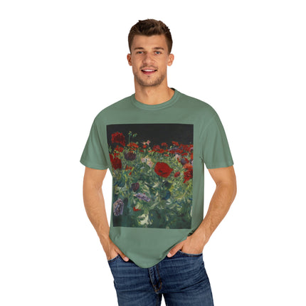 Poppies (A Study of Poppies for Carnation, Lily, Lily, Rose) by John Singer Sargent Unisex Garment-Dyed T-shirt