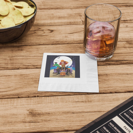 Moonlit Pirate Halloween White Coined Napkins