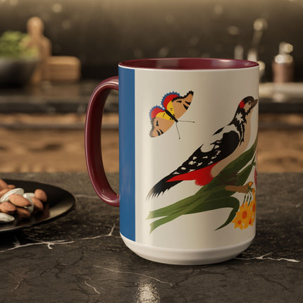 Woodpecker & Tulip Colorful Mugs – Vibrant Spring & Bold Beauty