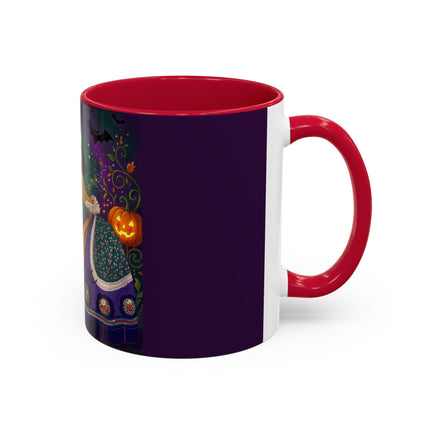 🎭🎃 The Masquerade Beneath The Pumpkin Lantern Colorful Mug – Theatrical Halloween Charm