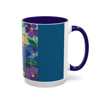 The Lady Of The Golden Horizon Colorful Mugs – Art Deco Coastal Elegance