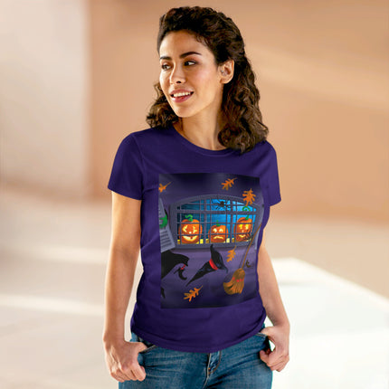 Whimsical Halloween Mischief Women's Midweight Cotton Tee