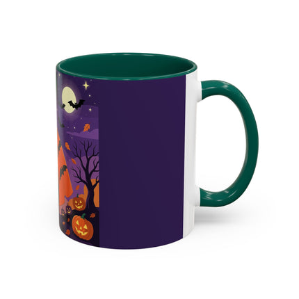 🎃🌕 The Pumpkin Moon Enchantress Colorful Mug – Elegant Halloween Masquerade