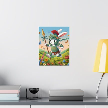 🐇⚔️ Rabbit Gladiator Matte Vertical Poster – Courage, Adventure & Meadow Heroics