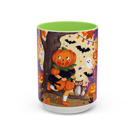 🎃🐈‍⬛ The Pumpkin Child’s Halloween Parade Colorful Mug – Whimsical Storybook Charm