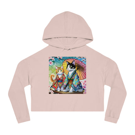 Kimono Kitties Cropped Hooded Sweatshirt