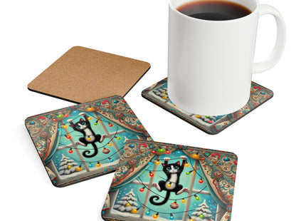 Mischief in Tinselland Corkwood Coaster Set