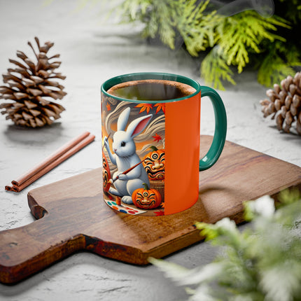 Halloween Rabbit’s Kabuki Jack-o’-Lanterns Colorful Mugs (11oz, 15oz)