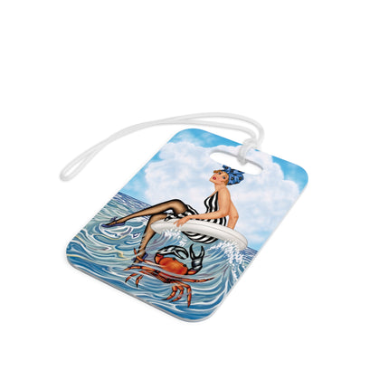 🦀🌊 The Seaside Crab Ride Luggage Tag – Art Deco Beach Whimsy