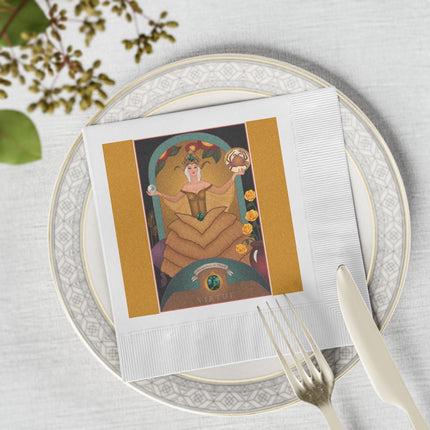 June & Pearl, Alexandrite Zodiac White Coined Napkins