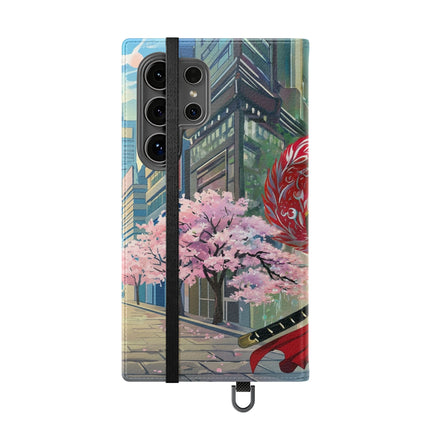 🦁🦊⚔️ Cyberpunk Lion Samurai Flip Case – Futuristic Honor & Kitsune Spirit