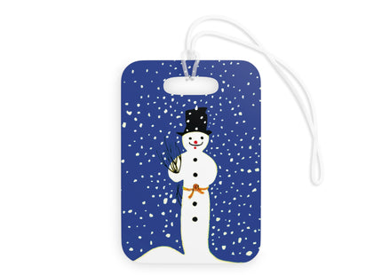 Snowman in Falling Snow Luggage Tags