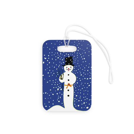 Snowman in Falling Snow Luggage Tags