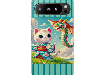 Geisha Kitten and the Dragon Kite Phone Cases
