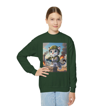 Snow Leopard Lookout Youth Crewneck Sweatshirt – Courage, Curiosity & High-Altitude Adventure