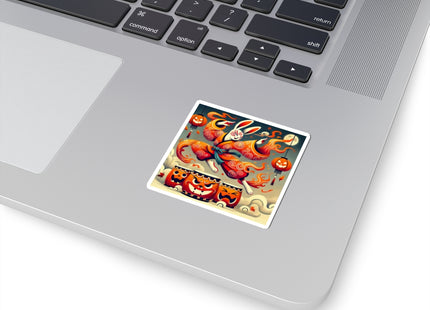 Jack-O’-Lantern Drums & The Kabuki Rabbit Kiss-Cut Stickers (4 Sizes)