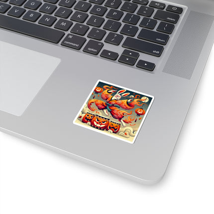 Jack-O’-Lantern Drums & The Kabuki Rabbit Kiss-Cut Stickers (4 Sizes)