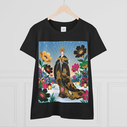 🌸✨ The Golden Garden Empress Cotton Tee – Asian-Inspired Floral Fantasy